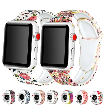 Kayış apple saat bandı 44mm 40mm 42mm 38mm smartwatch correa Baskılı silikon bileklik Baskı bilezik iwatch 4 3 6 5 se