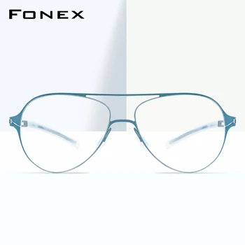 FONEX B Titanyum Gözlük Çerçevesi Erkekler Havacılık Miyopi Optik Reçete Gözlük 2020 Antiskid Silikon Vidasız Gözlük 8528