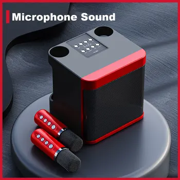100W Taşınabilir Profesyonel Karaoke Çift Mikrofon bluetooth hoparlör Akıllı Harici Kablosuz Stereo Subwoofer Karaoke Cihazı