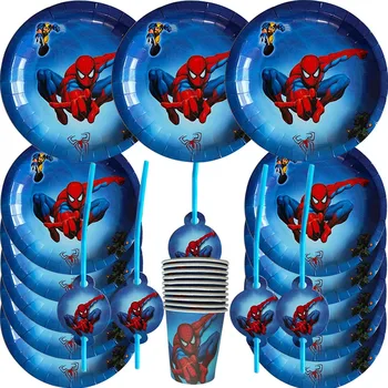 Disney Örümcek Adam Yıldönümü Partisi insanlar parti dekorasyon bebek duş parti sofra seti çocuk doğum günü partisi malzemeleri Seti
