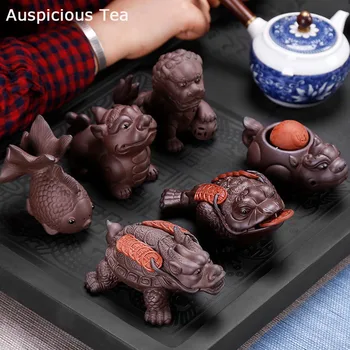 Yaratıcı Mor Kil Küçük Çay Pet Süs El Yapımı El Sanatları Hayvan Heykelcik Çay Töreni Aksesuarları çay masası Dekorasyon