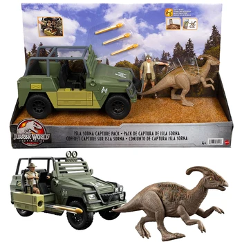 Jurassic Dünya Mattel HFG65 Film Aynı Paragraf Parasaurolophus Jeep Takım Elbise Isla Sorna Avcılık Araba Parasaurolophus