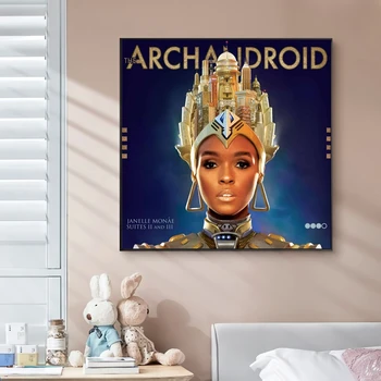 Janelle Monáe ArchAndroid Müzik Albüm Kapağı Tuval Poster Rap Yıldızı Pop Rock Şarkıcı duvar tablosu Sanat Dekorasyon (Çerçeve Yok)