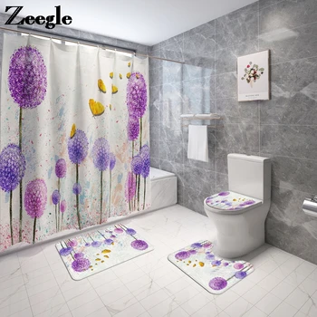 Ev Dekorasyon Banyo Paspas ve Duş perde seti Banyo Halı Paspas Emici Banyo Tuvalet Duş oda zemin matı banyo halısı