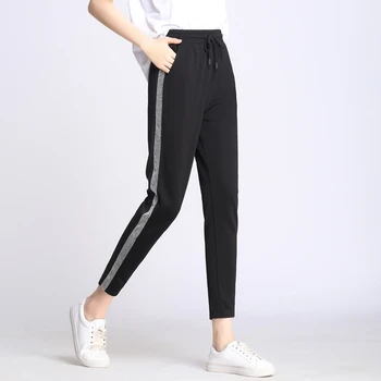 Artı Boyutu 4Xl hareket pantolon kadınlar yeni bahar sonbahar 2021 Kore versiyonu Gevşek harem pantolon Elastik Bel rahat Bayan pantolon