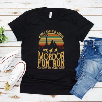 Orta Dünya'nın Yıllık Mordor Eğlenceli Çalışma Gömlek Hobbit Gömlek Kitap Sevgilisi Gömlek Hediye Fan için Bir Değil Sadece Yürümek İçine Mordor Tee