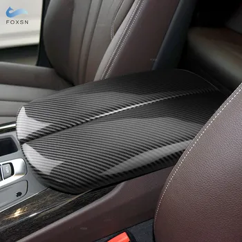 ABS Karbon Fiber Desen Araba Aksesuarları Merkezi Konsol Kapak Kol Dayama Kutusu Kapağı Trim İçin BMW X5 X6 F15 F16 2014 - 2017 2018 2019