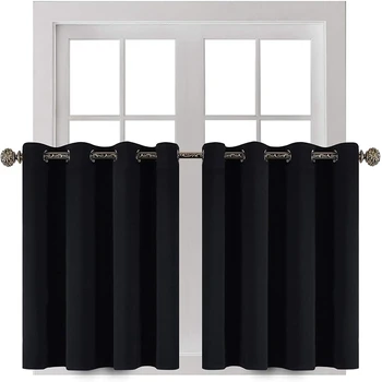 Karartma Kısa Perdeler Oturma Odası Yatak Odası Mutfak için pencere dekorasyonları Küçük Perdeler Siyah Renk Ev Dekorasyon Perdeler