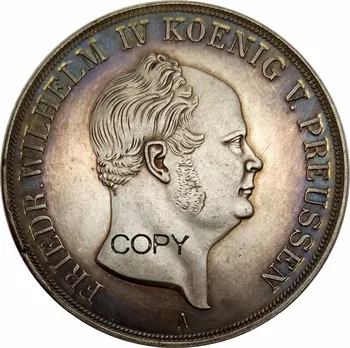 Alman Devletleri Prusya Krallığı 2 Thaler / 3 1/2 Gulden Friedrich Wilhelm IV 1855 Pirinç Kaplama Gümüş Kopya Paraları