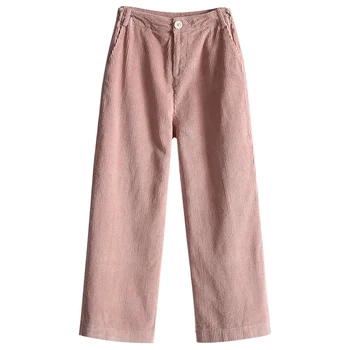 Kadın pantolonları yeni doğal bel gevşek düz pantolon sonbahar ve kış kadife düz renk rahat dokuz pantolon TB180914