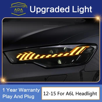 Araba Stil Kafa Lambası Audi A6 tam LED Far 2012-2015 A6L C7 Farlar LED DRL Dinamik Ayar Sinyali