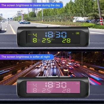 Araba Dijital Güneş Saati Pano LCD Saat Tarih Araç İçi Sıcaklık Göstergesi Açık Kişisel Araba Parçası Dekorasyon