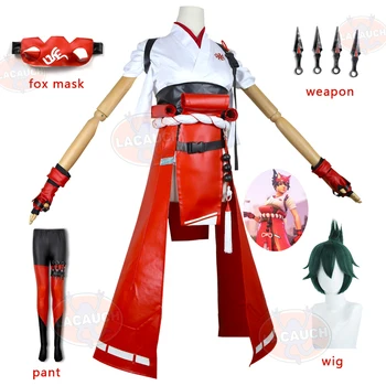 Overwatch 2 Kiriko Kamori Cosplay Kostümleri Ow2 Kiriko Maskesi Peruk Kadın Kimono Aksesuar Silah Sahne Cadılar Bayramı Anime Kostüm setleri