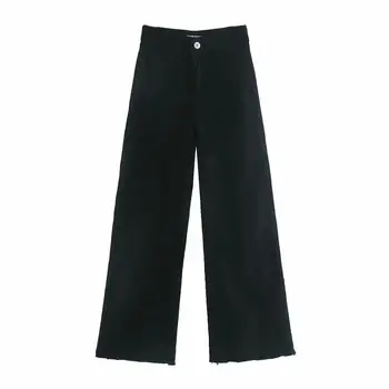 kadın siyah geniş bacak kot yüksek bel gevşek vintage kot pantolon moda streetwear pantolon spodnie damskie femme kot