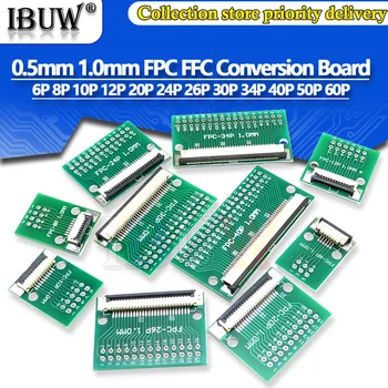 FPC FFC 0.5 MM 1.0 MM Pitch Dönüşüm kurulu DIY PCB kartı 6 P~60 P 6 8 10 20 24 26 30 34 40 50 60 Kablo aktarımı için P konektörü