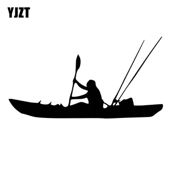 YJZT 16.3 CM X 8.6 CM Balıkçılık Kayık Balıkçı Çıkartması vinil Araba Çıkartmaları Siyah / Gümüş