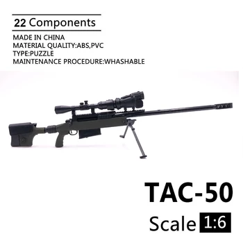 1: 6 TAC - 50 Keskin Nişancı Tüfeği Tabanca Modeli Siyah Kaplamalı Plastik Askeri Model Aksesuarları İçin 12 