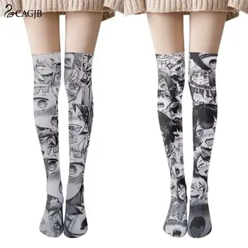 Anime Cosplay Baskılı Çorap Lolita Gotik Kadife Overknee Tayt Çorap Kadın Kızlar Çorap Uzun Diz Çorap Seksi Kostüm