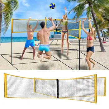Taşınabilir Badminton Net Seti Çapraz Voleybol Kare Net Seti Dayanıklı tenis ağı Katlanır 4 Taraflı Oyun Net Seti Yüksekliği Ayarlanabilir