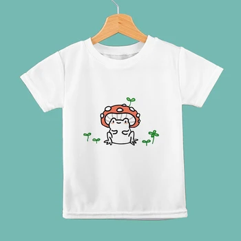 T-shirt Çocuklar Komik Kurbağa Mantar Grafik Yaz Bebek Kız Giysileri İspanya Sıcak Satış Çocuklar Ropa Estetik T Shirt Çocuklar İçin