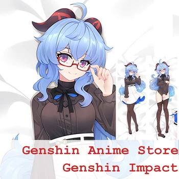 Dakimakura Anime Genshin Darbe Ganyu vücut yastığı Kılıfı Yatak Atmak Sarılma Yastık Kılıfı 2WAY Şeftali Çift taraflı Baskı Kapağı