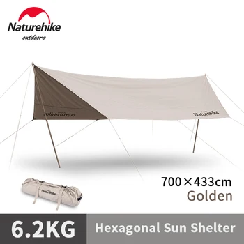 Naturehike 5-8 Kişi Pamuklu bez büyük altıgen gölgelik güneş koruyucu pergola kamp büyük tente