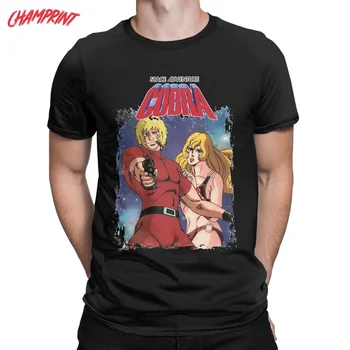 Erkekler Uzay Macera Cobra T Shirt Anime %100 % Pamuklu giysiler Vintage Kısa Kollu Yuvarlak Yaka Tee Gömlek yazlık t-shirt