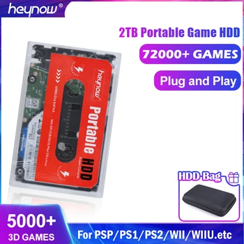 HEYNOW 2 TB HDD Taşınabilir Harici Oyun sabit disk 72000 + Oyunları 2.5 SATA3. 0 İçin SS / PS2 / WİİU / Wİİ / PS1 / N64 Dizüstü / Windows / Mac OS