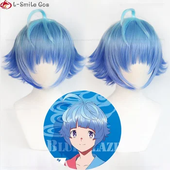 Anime kabarcık Cosplay Uta peruk kısa mavi degrade ısıya dayanıklı sentetik saç Cadılar bayramı partisi kadın peruk + peruk kap