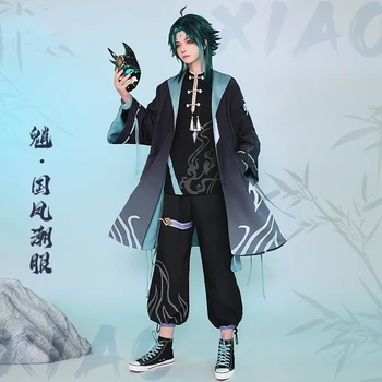 Anime Oyunu Genshin Darbe Xiao Yeni Cilt Han Elemanları Üniforma Parti Rol Oynamak Elbise Cosplay Kostüm Cadılar Bayramı Erkekler Ücretsiz Gemi 2022