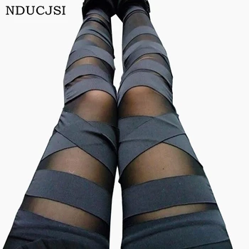 NDUCJSI Kadınlar Bandaj Tayt Büyüleyici Slim Lady Ekleme Pantolon Streç Seksi Legging Siyah