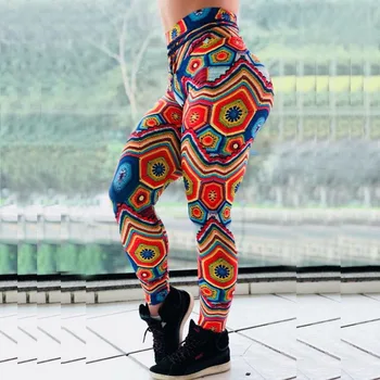 SVOKOR Yeni Kadın Tayt Rahat Yüksek Bel Seksi Polyester Dijital Baskı Mandala Çiçek Nefes ince pantolon