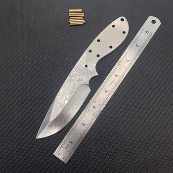 Dropship şam çeliği Düz Bıçak Sabit Bıçak Dıy Yarı Mamul Açık Manuel Bıçak Dövme şam çeliği kamp bıçağı