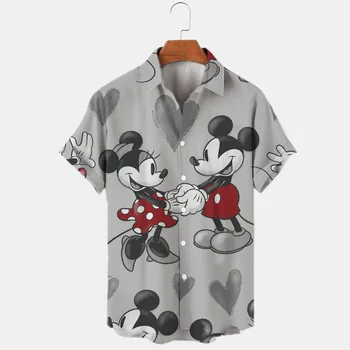 2022 Yeni 3D Baskı Disney Donald Ördek Mickey Mouse Mizaç erkek Gömlek Yaz Moda Sokak Trend Retro Butik Üstleri