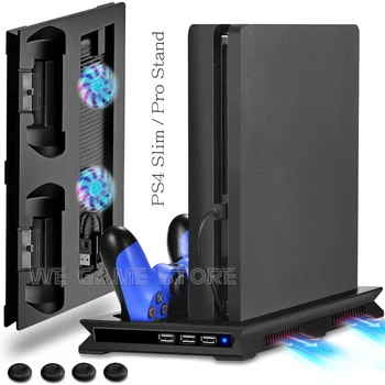 PS4 PRO / SLİM Oyun Konsolu Dikey Destek Soğutma Standı 2 Soğutucu Fan 2 Gamepad Şarj İstasyonu Sony Playstation 4 Slim İçin