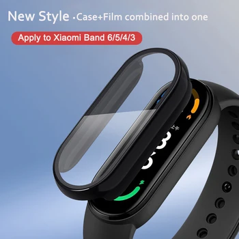 10D Film Cam Xiaomi Mi Band için 4 5 6 Ekran Koruyucu Kılıf + Film Miband 6 5 NFC Akıllı Watchband Tam Koruyucu Kılıf