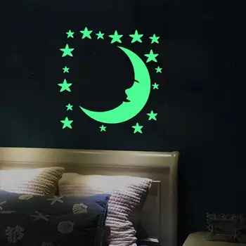 Yaratıcı Ay Yıldız Desen Glow Sticker Çocuklar İçin Yatak Odası tavan dekorasyonu Aydınlık duvar resmi Sanat Dıy Ev Çıkartması Pvc Poster