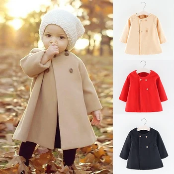 0-4 Yıl Bebek Kız Giysileri Moda Kore Versiyonu Düz Renk Düğmesi Kız Ceket Bahar Sonbahar Uzun Hırka Yürümeye Başlayan çocuk ceketi