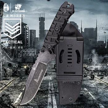 HX açık HAVADA 9Cr18Mov Çelik, av bıçağı Kamp Taktik Sabit Bıçaklar, Survival Düz Bıçak K Kılıf İle dış ortam aracı EDC