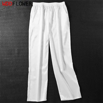 Kadın 95 % Dut İpek %5 % Spandex 19 Momme Balıksırtı Düz Beyaz Renk Kuşaklı Elastik Bel Uzun Pantolon Pantolon JN911