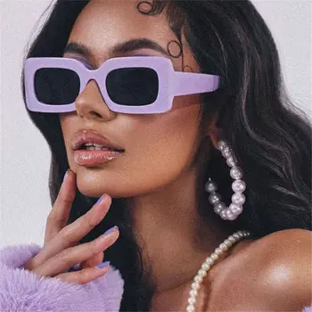 Popüler kadın Güneş Gözlüğü Trend Vintage Dikdörtgen Büyük Çerçeve Mor Kare Gözlük 2022 Moda Kadın güneş gözlüğü Bayanlar Gözlük