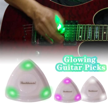 Parlayan gitar Seçtikleri kaymaz gitar seçtikleri caz mızrap için LED ışıkları ile elektrik akustik gitar bas halk Renk Bling Pick