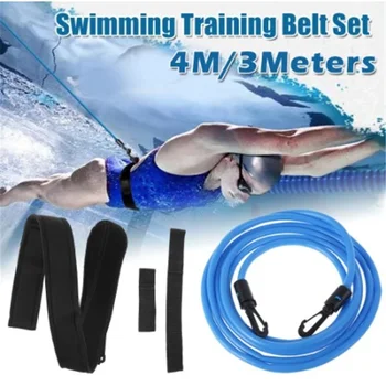 Yeni Ayarlanabilir 3 m 4 m Yetişkin Çocuk Yüzme Bungee Egzersiz Tasma Eğitim Kalça Yüzmek Kemer Kordon Emniyet Yüzme Havuzu aksesuarları