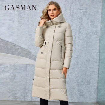 GASMAN Moda kadın Kış Ceket Ince Uzun Standı Yaka Kapşonlu Kalınlaşmış Sıcak Aşağı Ceket Rahat Cep Bayanlar Parka GM-82151