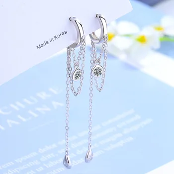 Moda Gümüş Renk Püskül Kristal Yuvarlak Boncuk Damla Küpe Kadınlar için Düğün Parti moda takı eh431