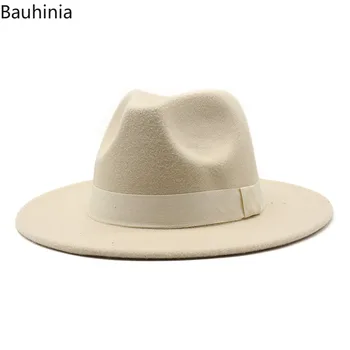 2023 Yeni Sıcak Geniş kenarlı fötr şapka Şapkalar Arı Kurdele İle Sonbahar Kış Düğün Parti Fötr Şapka Erkekler Beyefendi Caz Şapka 56-58CM