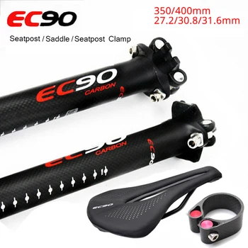 EC90 MTB Karbon Sele 3 K 350 / 400mm 27.2/30.8/31.6 mm Seatpost Ultralight bisiklet selesi Karbon Seatpost Kelepçe bisiklet Aksesuarı