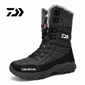 Daiwa Balıkçılık Ayakkabı Kış erkek Sıcak Artı Polar Rüzgar Geçirmez Dayanıklı Kaymaz Sneakers Kauçuk Açık Tırmanma Yürüyüş Kar Botları