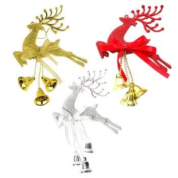 Merry Christmas Süslemeleri Gümüş Altın Baubles Noel Ağacı Süsler Ren Geyiği Asılı Kolye Noel Yeni Yıl Süslemeleri