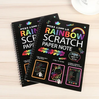 1 adet Çocuklar El Yapımı Renkli kazı Kazan kağıt defter DIY Çizim Kazıma Boyama Oyuncaklar Çocuk Doodle Eğitim Kitapları Rastgele